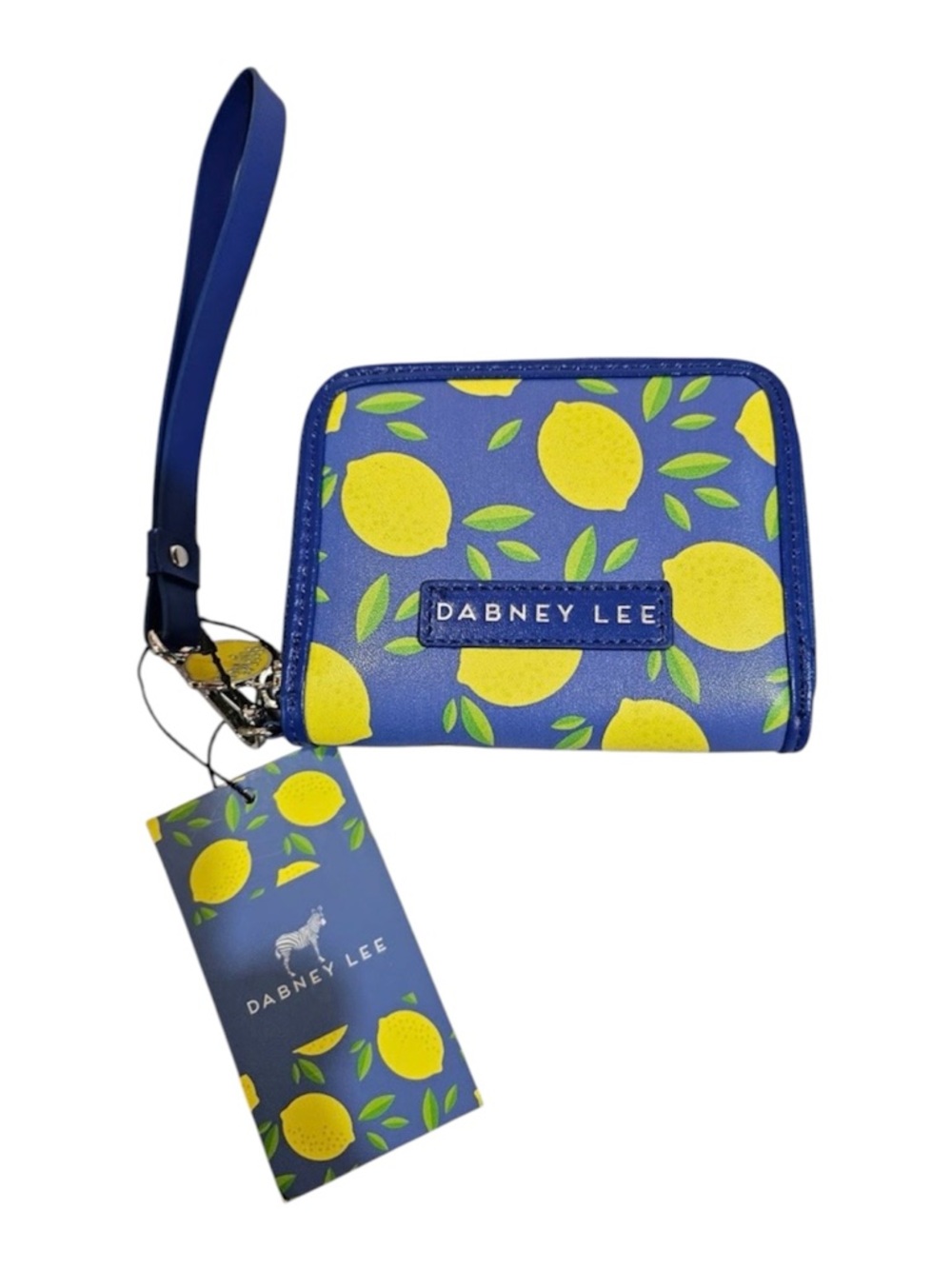 Dabney Lee Navy Wristlet with Yellow Lemon Print